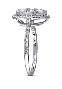 1 ct. t.w. Diamond Composite Pear Shape Halo Engagement Ring 10k White Gold
