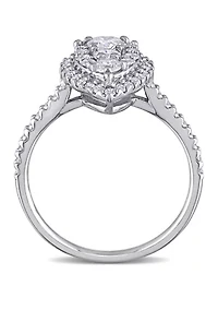 1 ct. t.w. Diamond Composite Pear Shape Halo Engagement Ring 10k White Gold