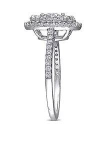 1 ct. t.w. Diamond Composite Oval Shape Halo Engagement Ring 10k White Gold