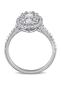 1 ct. t.w. Diamond Composite Oval Shape Halo Engagement Ring 10k White Gold
