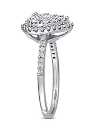 1 ct. t.w. Diamond Composite Heart Shape Halo Engagement Ring 10k White Gold