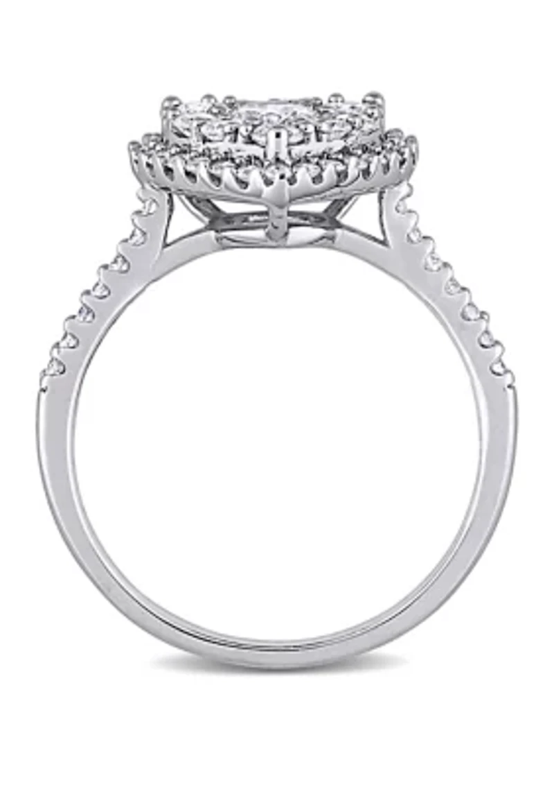 1 ct. t.w. Diamond Composite Heart Shape Halo Engagement Ring 10k White Gold