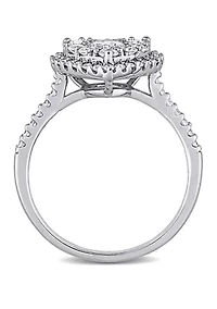 1 ct. t.w. Diamond Composite Heart Shape Halo Engagement Ring 10k White Gold