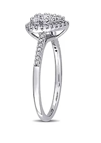 1/2 ct. t.w. Diamond Composite Heart Shape Halo Engagement Ring 10k White Gold