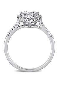 1/2 ct. t.w. Diamond Composite Heart Shape Halo Engagement Ring 10k White Gold