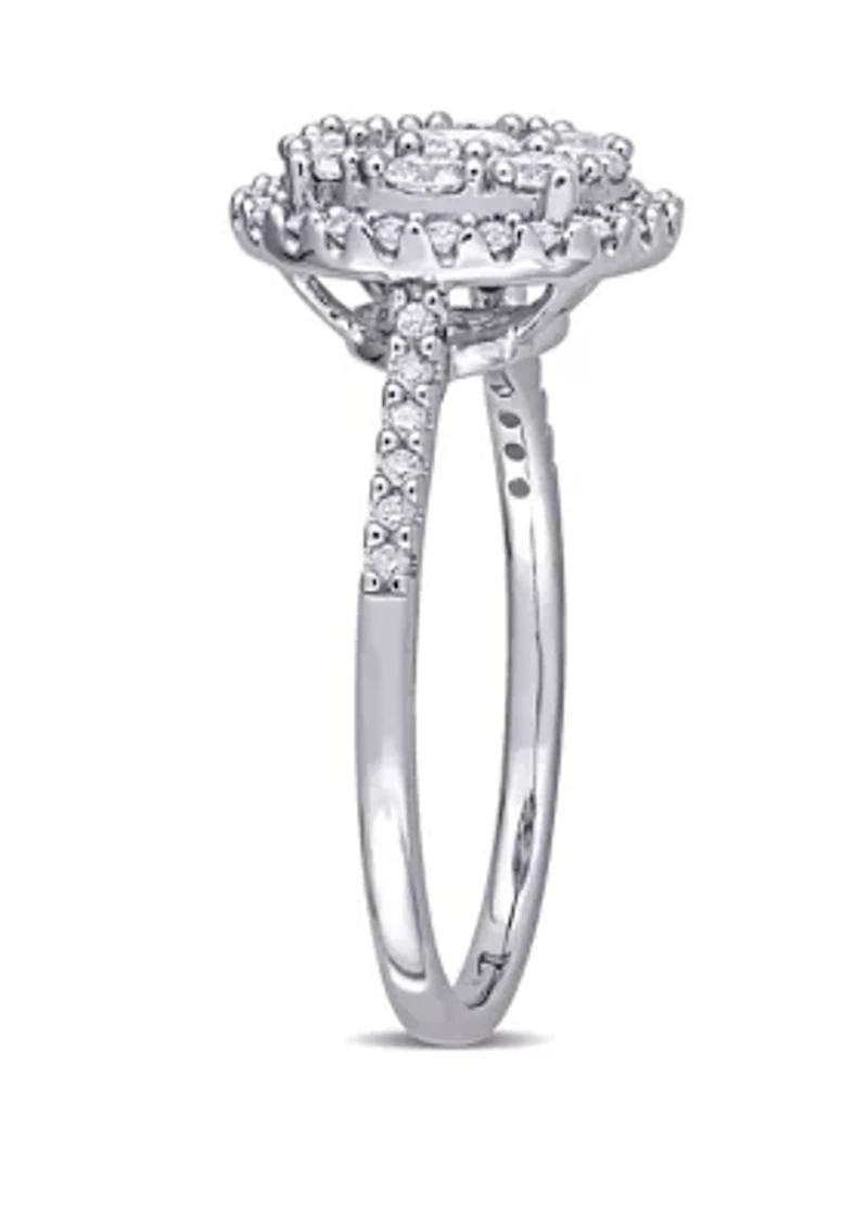 1 ct. t.w. Diamond Composite Halo Engagement Ring 10k White Gold