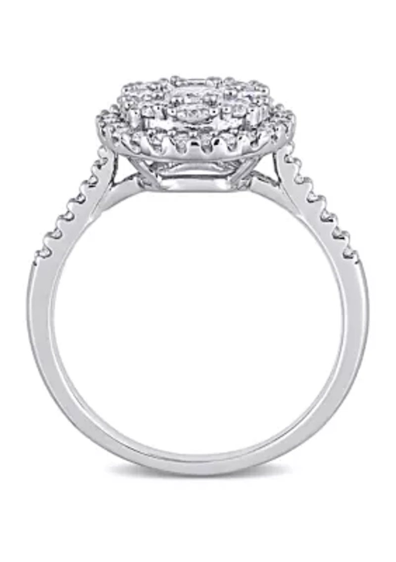 1 ct. t.w. Diamond Composite Halo Engagement Ring 10k White Gold