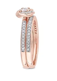 2 Piece 1/2 ct. t.w. Diamond Swirl Bridal Ring Set 10k Rose Gold