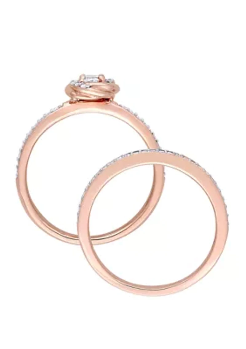 2 Piece 1/2 ct. t.w. Diamond Swirl Bridal Ring Set 10k Rose Gold