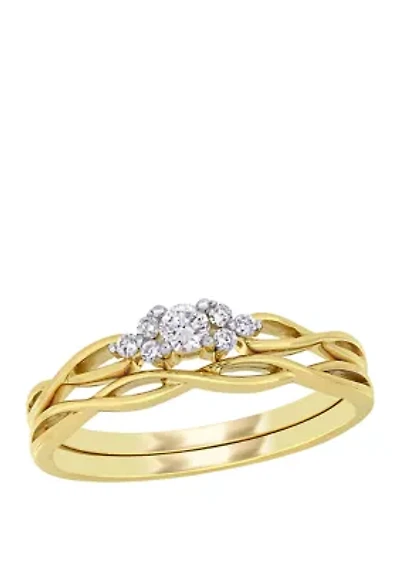 2 Piece 1/6 ct. t.w. Diamond Infinity Bridal Set 10k Yellow Gold