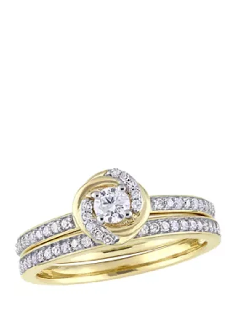 2 Piece 1/2 ct. t.w. Diamond Swirl Bridal Ring Set 10k Yellow Gold