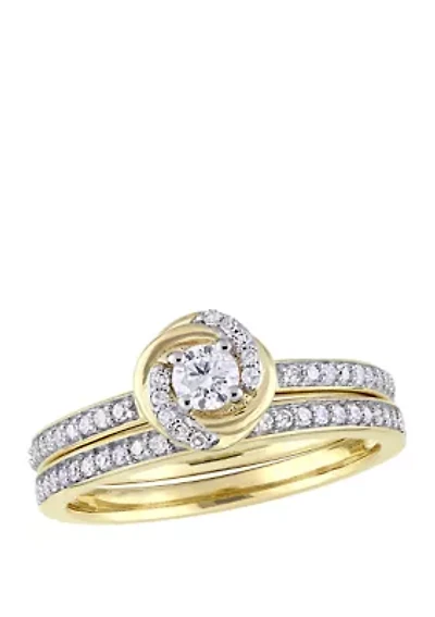 2 Piece 1/2 ct. t.w. Diamond Swirl Bridal Ring Set 10k Yellow Gold