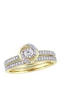 2 Piece 1/2 ct. t.w. Diamond Swirl Bridal Ring Set 10k Yellow Gold