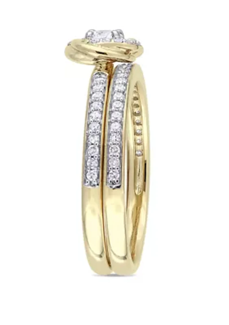 2 Piece 1/2 ct. t.w. Diamond Swirl Bridal Ring Set 10k Yellow Gold