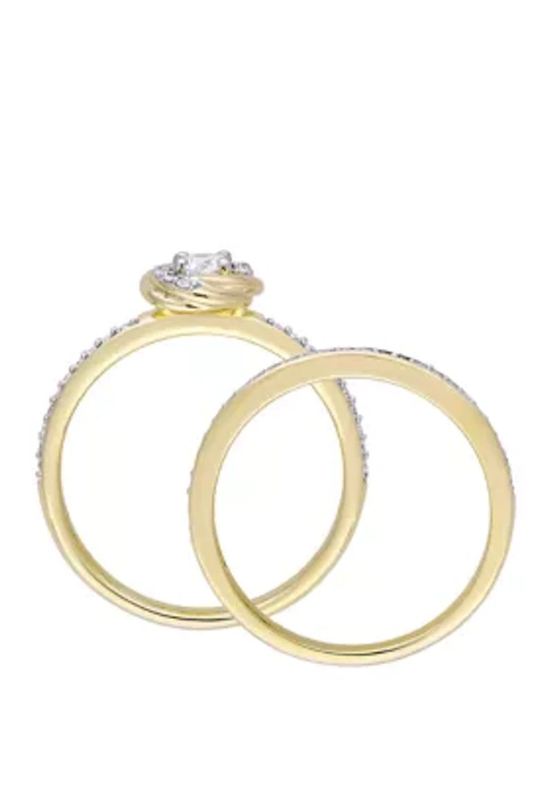 2 Piece 1/2 ct. t.w. Diamond Swirl Bridal Ring Set 10k Yellow Gold