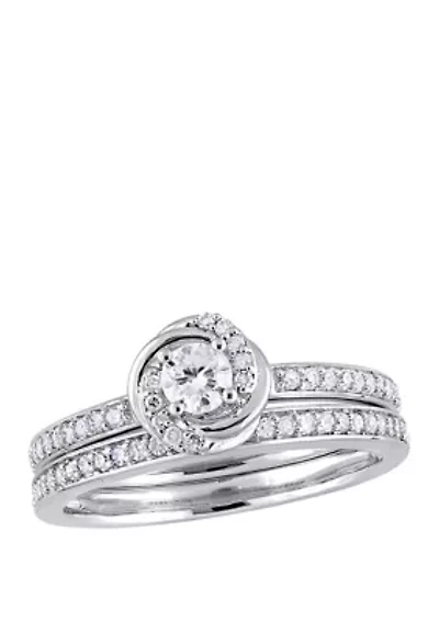 2 Piece 1/2 ct. t.w. Diamond Swirl Bridal Ring Set 10k Gold