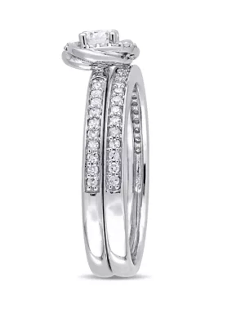 2 Piece 1/2 ct. t.w. Diamond Swirl Bridal Ring Set 10k White Gold