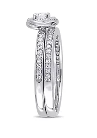 2 Piece 1/2 ct. t.w. Diamond Swirl Bridal Ring Set 10k White Gold