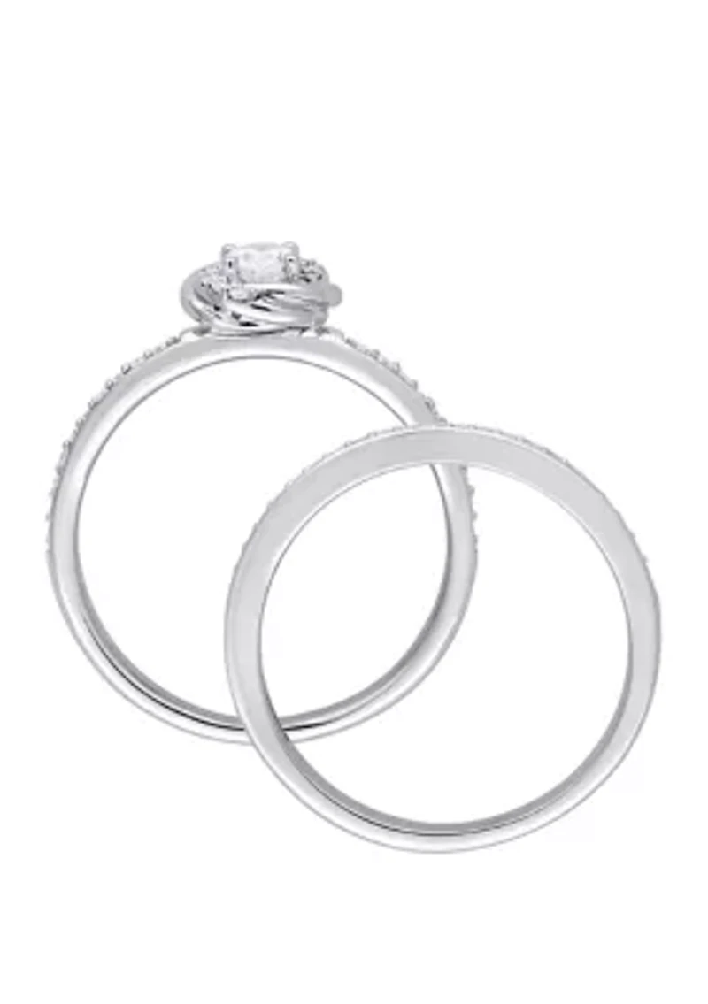 2 Piece 1/2 ct. t.w. Diamond Swirl Bridal Ring Set 10k White Gold