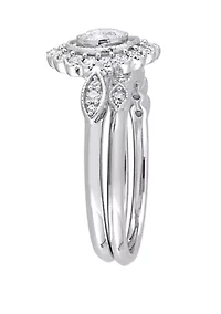 2 Piece 3/4 ct. t.w. Diamond Halo Bridal Ring Set 10k White Gold