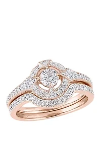 2 Piece 3/4 ct. t.w. Diamond Openwork Bridal Set 10k Rose Gold