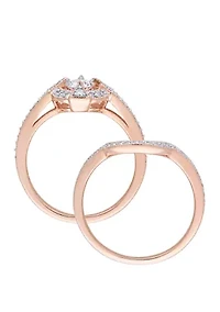 2 Piece 3/4 ct. t.w. Diamond Openwork Bridal Set 10k Rose Gold