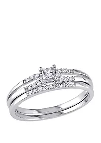 2 Piece 1/5 ct. t.w. Diamond Princess Cut Split Shank Bridal Set 10k White Gold