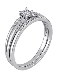 2 Piece 1/5 ct. t.w. Diamond Princess Cut Split Shank Bridal Set 10k White Gold