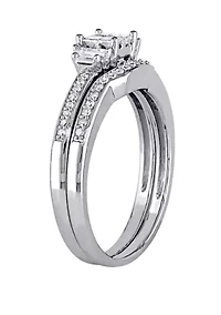 2 Piece 1/2 ct. t.w. Diamond Princess Cut Quad Bridal Set 10k White Gold
