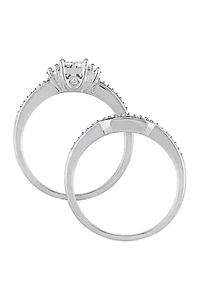 2 Piece 1/2 ct. t.w. Diamond Princess Cut Quad Bridal Set 10k White Gold