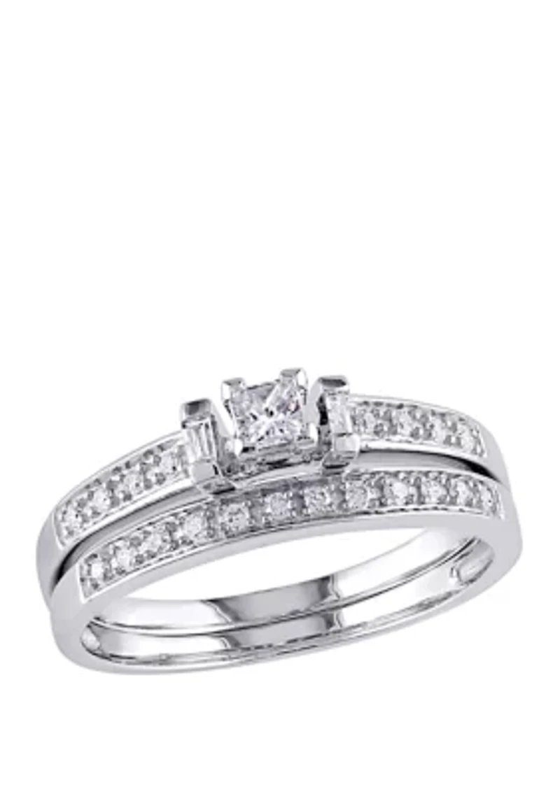 2 Piece 1/3 ct. t.w. Diamond Princess Cut Bridal Set 10k White Gold