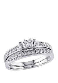 2 Piece 1/3 ct. t.w. Diamond Princess Cut Bridal Set 10k White Gold