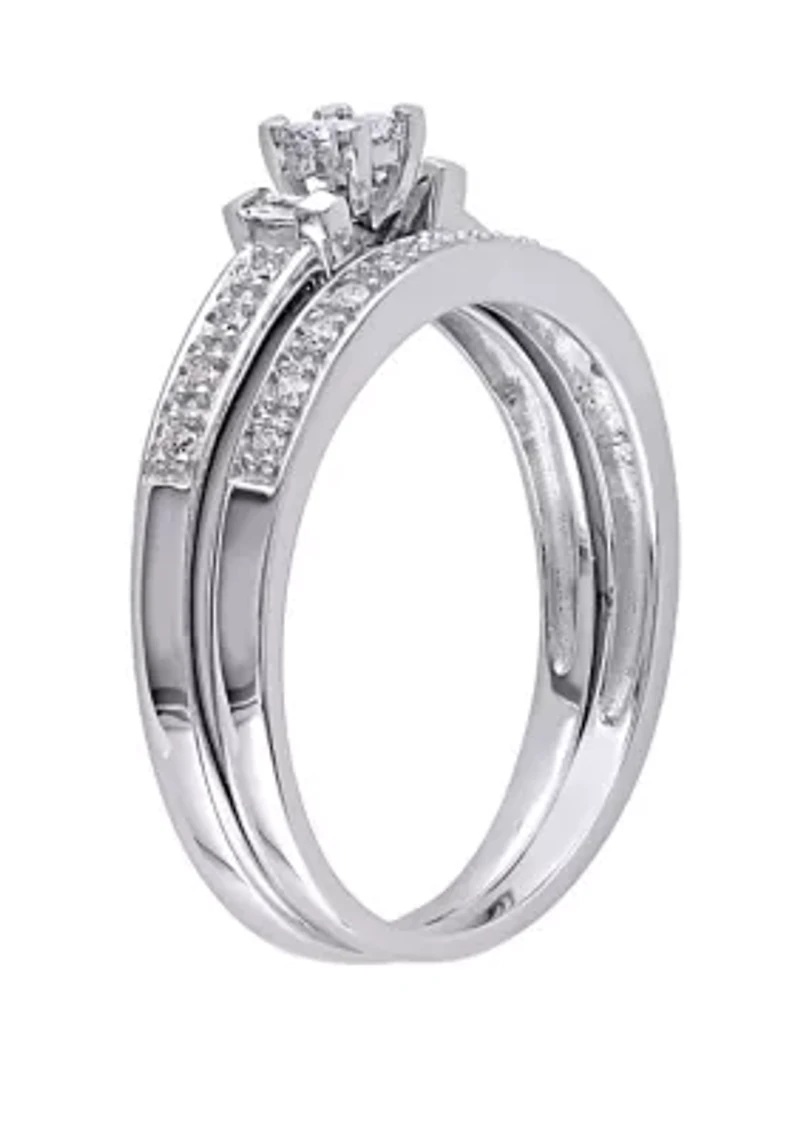 2 Piece 1/3 ct. t.w. Diamond Princess Cut Bridal Set 10k White Gold