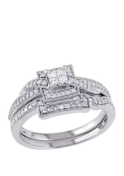 2 Piece 1/3 ct. t.w. Diamond Princess Cut Bridal Set 10k White Gold