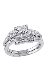 2 Piece 1/3 ct. t.w. Diamond Princess Cut Bridal Set 10k White Gold