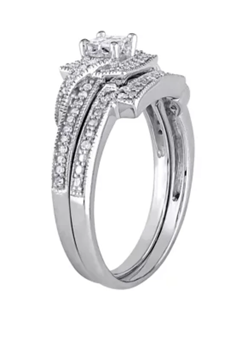 2 Piece 1/3 ct. t.w. Diamond Princess Cut Bridal Set 10k White Gold
