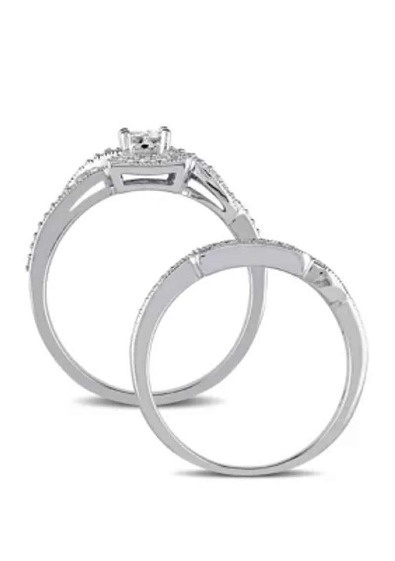 2 Piece 1/3 ct. t.w. Diamond Princess Cut Bridal Set 10k White Gold