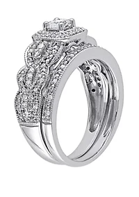 2 Piece 1/2 ct. t.w. Diamond Princess Cut Braided Bridal Set 14k White Gold