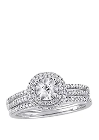 2 Piece 3/8 ct. t.w. Diamond Halo Bridal Set 10k White Gold
