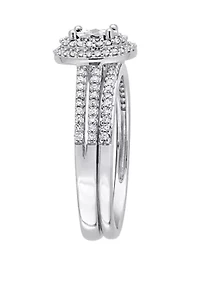2 Piece 3/8 ct. t.w. Diamond Halo Bridal Set 10k White Gold
