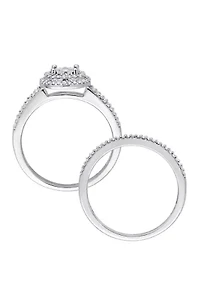 2 Piece 3/8 ct. t.w. Diamond Halo Bridal Set 10k White Gold