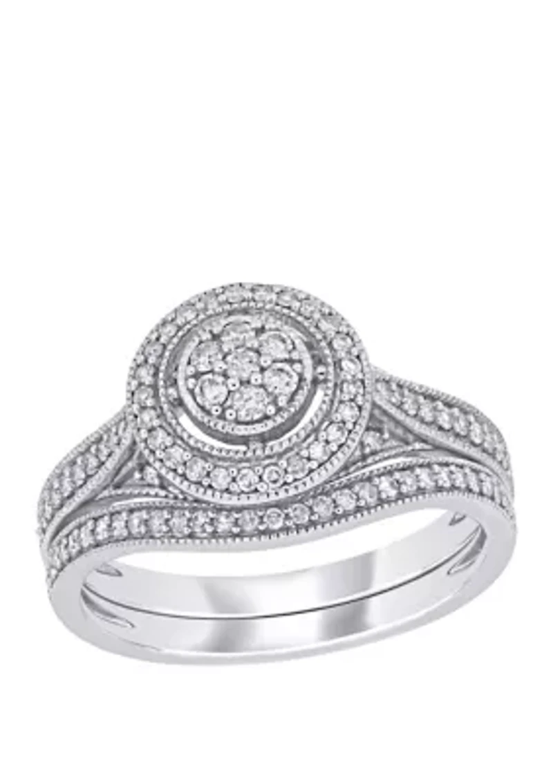 2/5 ct. t.w. Diamond Halo Bridal Set