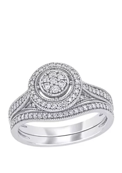 2/5 ct. t.w. Diamond Halo Bridal Set