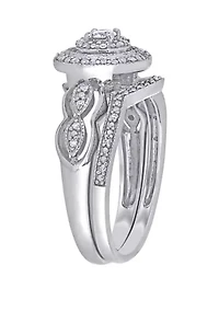2 Piece 1/4 ct. t.w. Diamond Halo Curved Bridal Set 10k White Gold