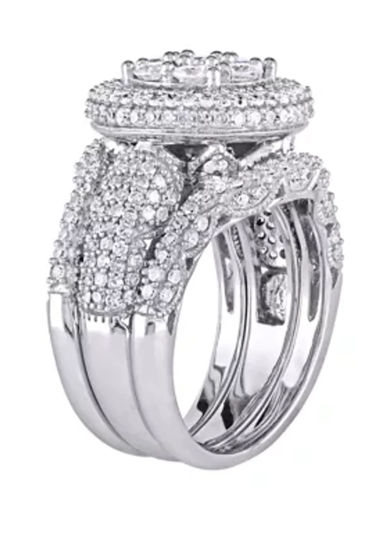 2.5 ct. t.w. Diamond Cluster Multi Row 3 Piece Bridal Set