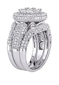 2.5 ct. t.w. Diamond Cluster Multi Row 3 Piece Bridal Set