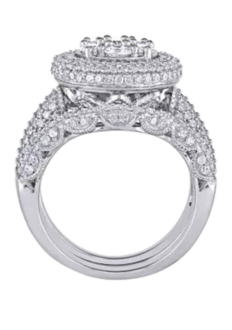 2.5 ct. t.w. Diamond Cluster Multi Row 3 Piece Bridal Set
