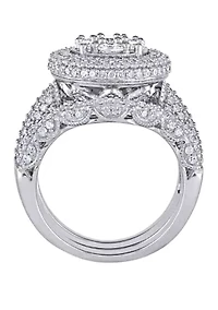 2.5 ct. t.w. Diamond Cluster Multi Row 3 Piece Bridal Set