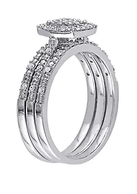 3 Piece 1/3 ct. t.w. Diamond Cluster Halo Bridal Set 10k White Gold
