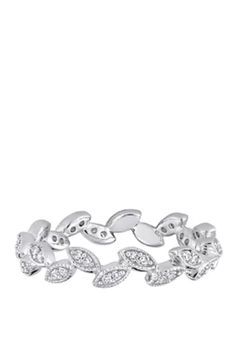 1/4 ct. t.w. Diamond Leaf Ring 10k White Gold
